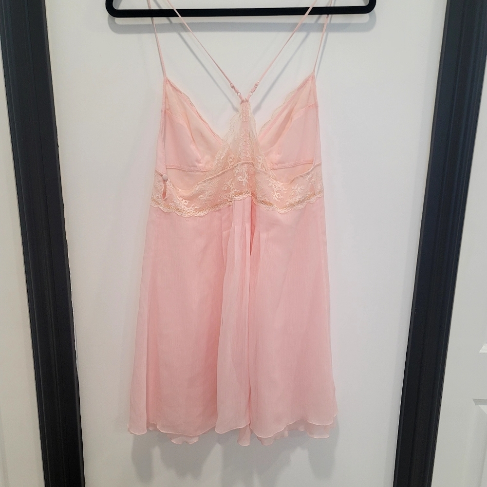 Vintage Victoria's Secret Babydoll Dress M Pink Coquette Lace Nightie Y2K - Picture 16 of 16